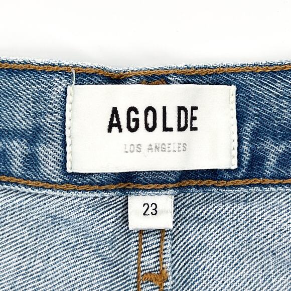 AGOLDE Dame High Rise Wide Leg Jeans Showdown Cuffed Women’s Size 23 100% Cotton - Picture 5 of 7